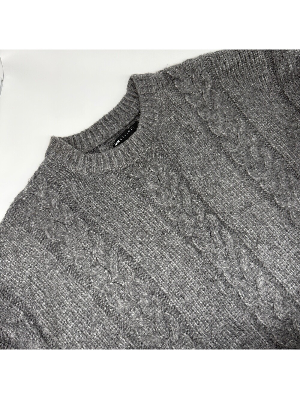 ASOS DESIGN Womens Gray Cable-Knit Sweater Dress Cozycore S